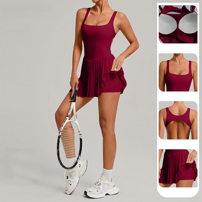 ELAN Maroon Pleated Tennis Dress