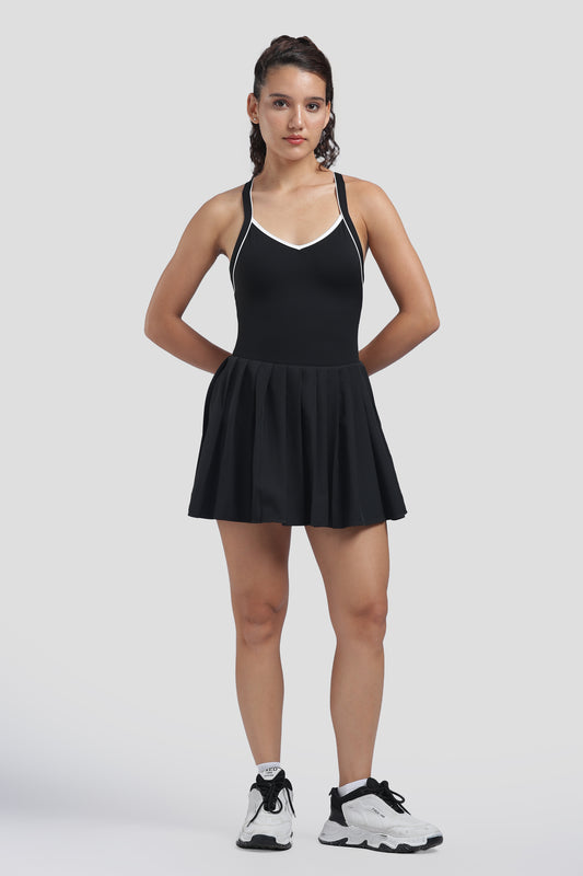 NOIR Black Contrast Tennis Dress