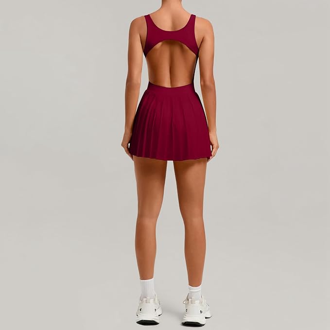 ELAN Maroon Pleated Tennis Dress